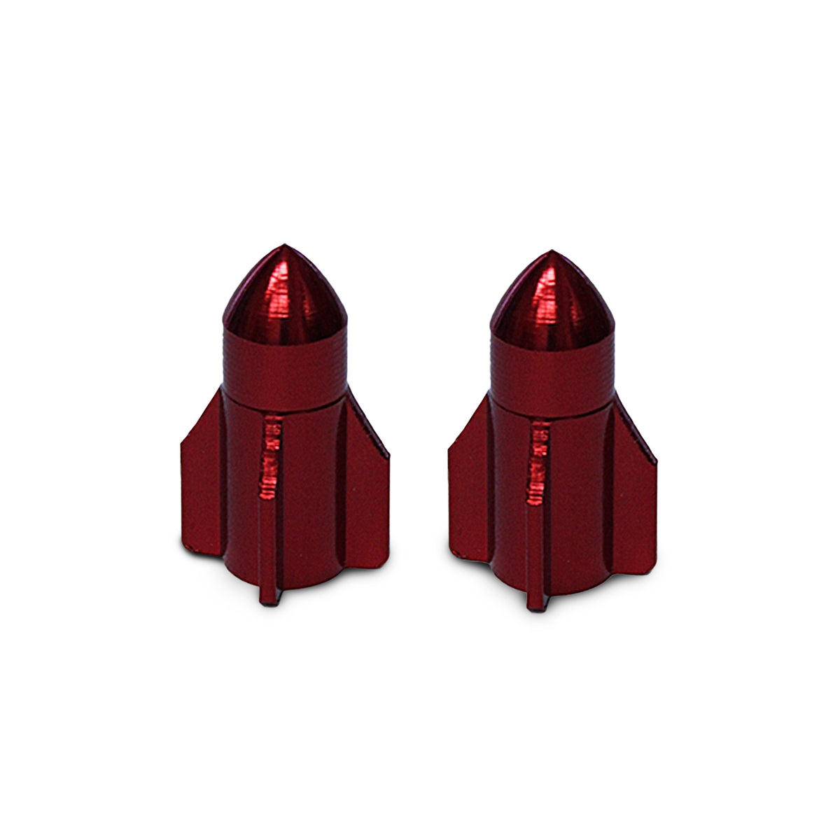 Valve Cap - Rocket Ship - Red